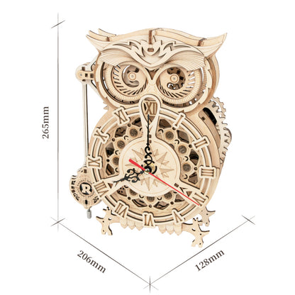 Robotime Rokr Creative DIY Toys 3D Owl Wooden Clock Building Block Kits For Children Christmas Gifts Home Decoration LK503