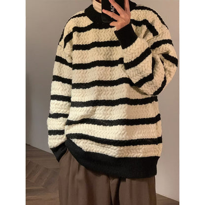 Round Neck Sweater Boys Design Sense Stripe Trendy