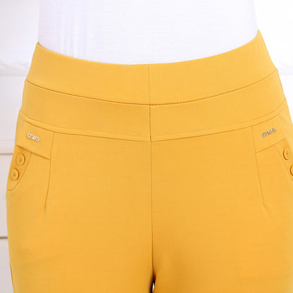 Pantalones casuales de cintura alta de color liso para mujer