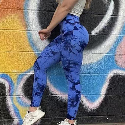 Batik-Leggings für Damen, Fitness, Yoga, nahtlos, Push-Up, Workout-Strumpfhose, Fitnessstudio, Sport-Leggings