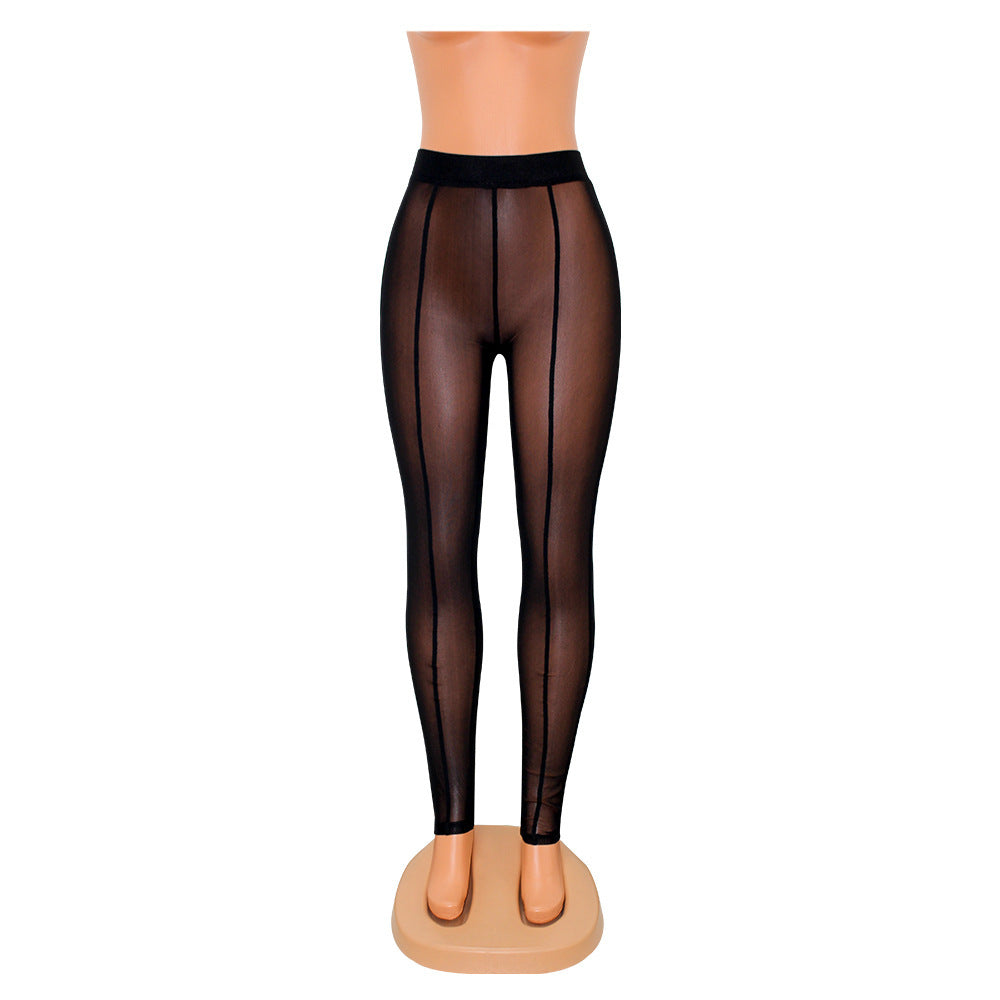 Durchsichtige Skinny-Mesh-Leggings für Damen