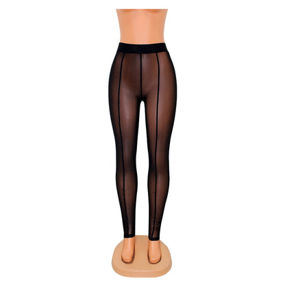 Leggings transparentes de malla ajustados para mujer