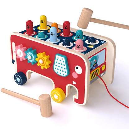 Montessori Kleinkinder Kinder Holz Hämmernde Bank Tier Bus Spielzeug Frühe Pädagogische Set Geschenke Für Kinder Spielzeug Musik Instrument