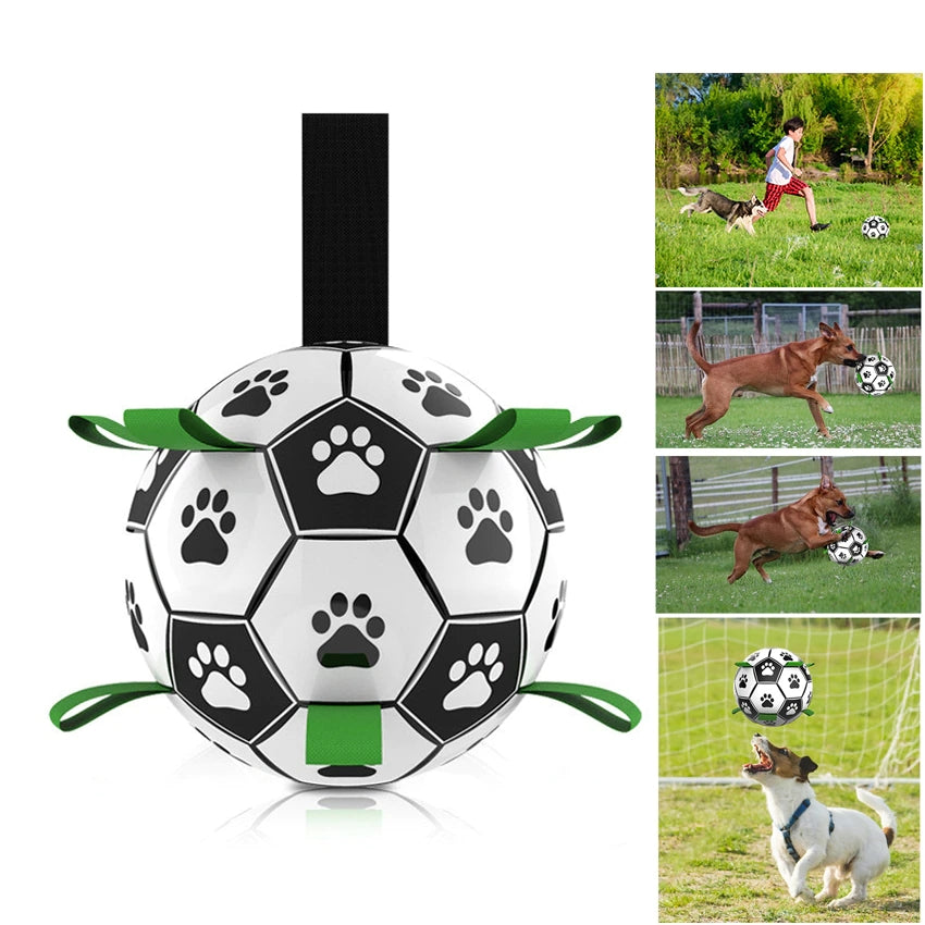 Dog Toys Interactive Pet Football Toys with Grab Tabs Dog Outdoor training Soccer Pet Bite Chew Balls for Dog accessories