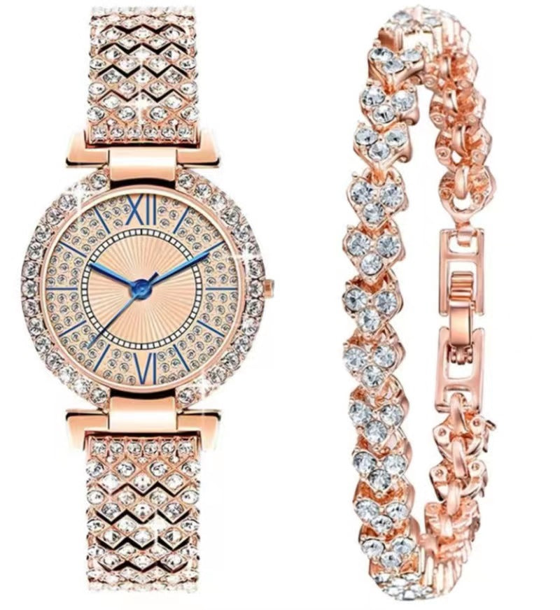 Luxuriöse, elegante All-Match-Quarzuhr für Damen mit Diamanten