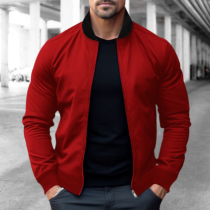 Men's Stand Collar Long-sleeve Zipper Men's Jacket