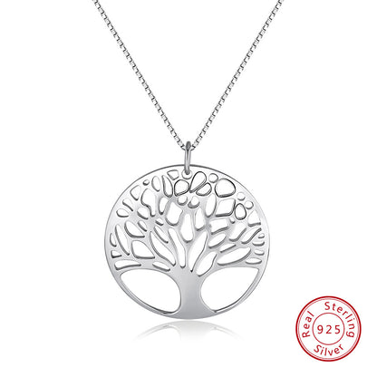 S925 Sterling Silber Halskette Runde Blume Tausend Bäume