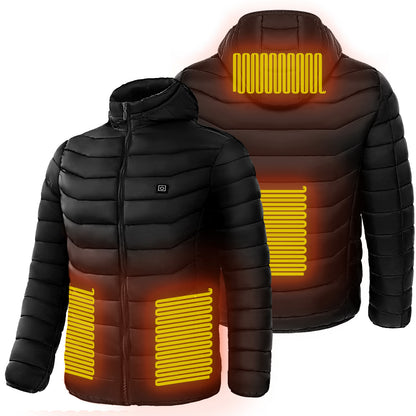 Chaqueta acolchada con calefacción para hombre, abrigo con calefacción eléctrica, capucha aislada, cortavientos, 9 zonas de calor