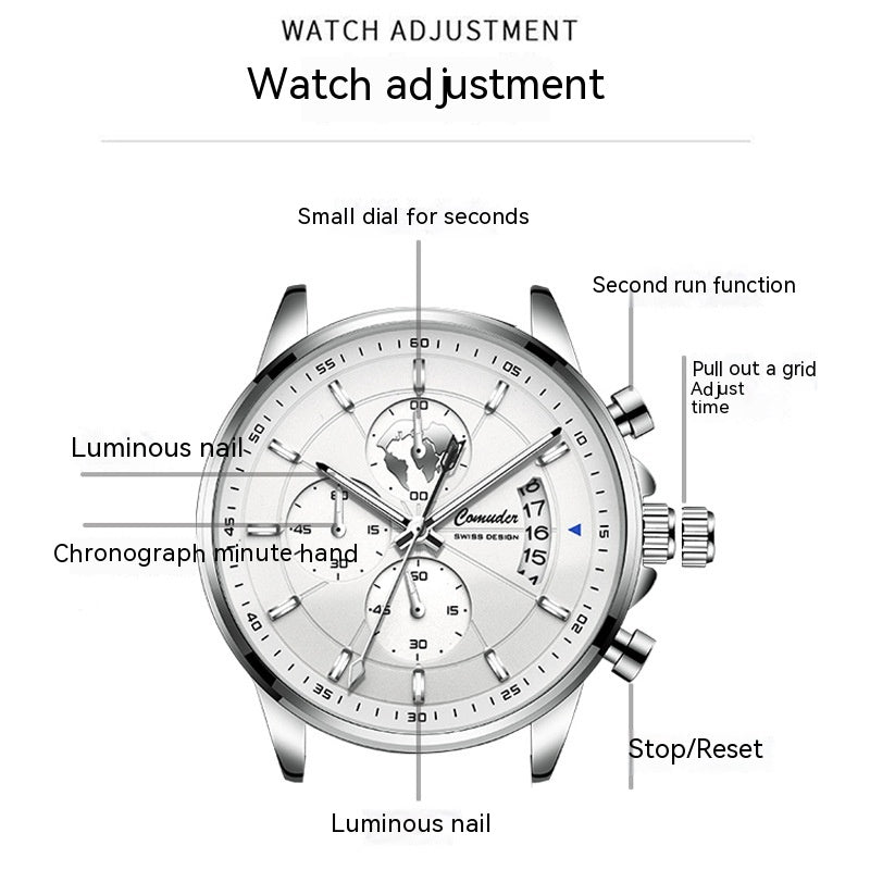 Reloj con calendario luminoso impermeable completamente automático