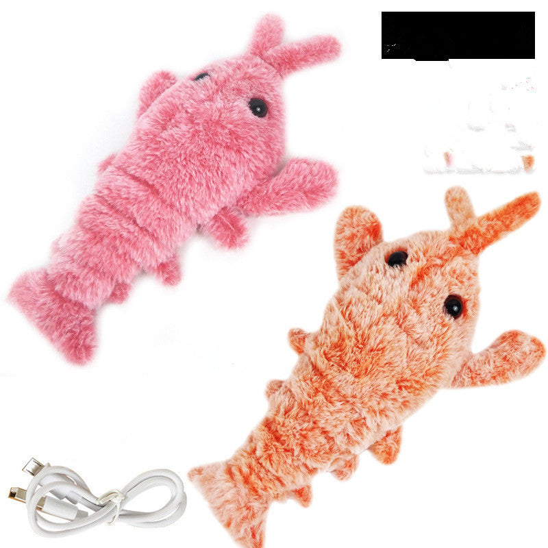 Pet Toys Elektrische springende Garnelen USB-Aufladung Simulation Hummer Lustige Katze Plüsch Haustiere Spielzeug