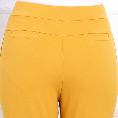 Pantalones casuales de cintura alta de color liso para mujer