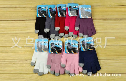 Nuevo estilo coreano, guantes cálidos con pantalla táctil de color sólido, guantes tejidos con pantalla táctil mágica, fabricante