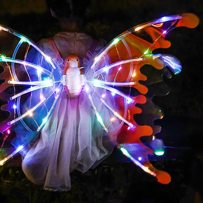 Elektrische Schmetterlingsflügel für Mädchen mit leuchtenden, glänzenden Lichtern, bewegliche Feenflügel für Geburtstag, Hochzeit, Weihnachten, Halloween