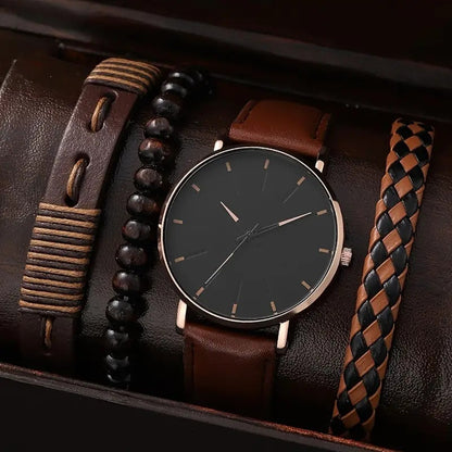 Reloj de cuarzo para hombre Pulsera tejida con cuentas versátil