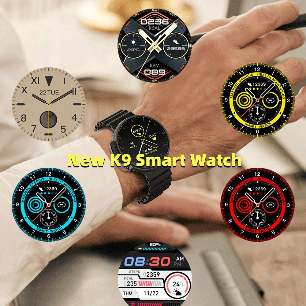 Neue K9 Smart Watch 1.39 Rundbildschirm-Encoder, echter Schraubclip, kabelloses Laden, NFC-Offline- und Zahlungsfunktion