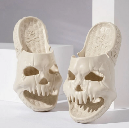 Zapatillas de Halloween con diseño de calavera personalizadas, zapatos de playa divertidos para interiores y exteriores, para baño