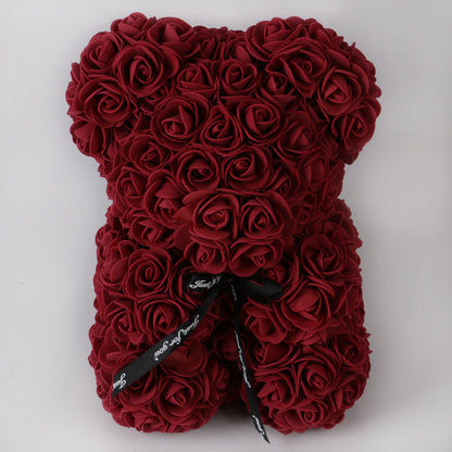 Valentinstagsgeschenk, Rosenbär, ewige Blume, Rosen-Teddybär, Bär aus PE-Schaum, 25 cm, Valentinstag