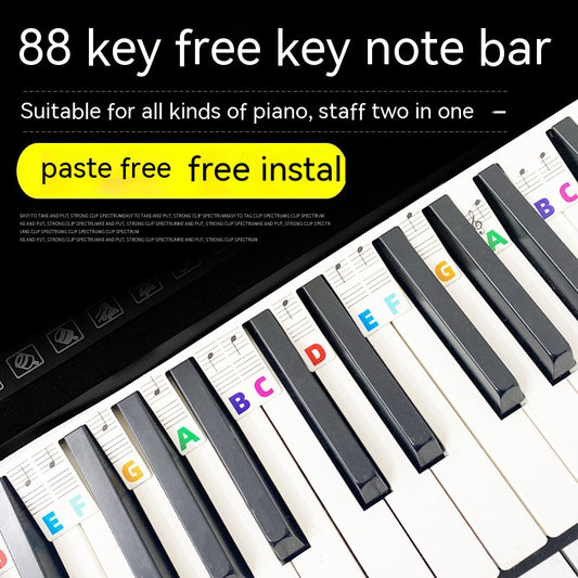 Pegatinas para teclado de barra de notas de piano, 88 teclas, tarjeta blanca