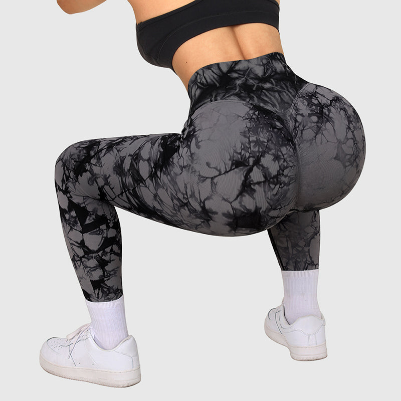 Leggings sin costuras con efecto tie-dye para mujer, pantalones de Yoga, Push Up, deporte, Fitness, correr, gimnasio