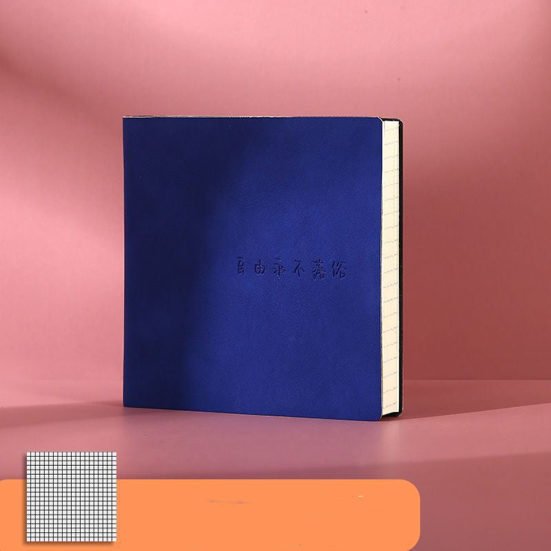 Quadratisches Notizbuch mit blanko Netz-/Lederoberfläche, Tagebuch