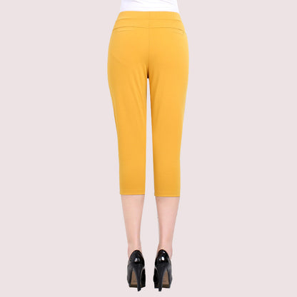 Pantalones casuales de cintura alta de color liso para mujer