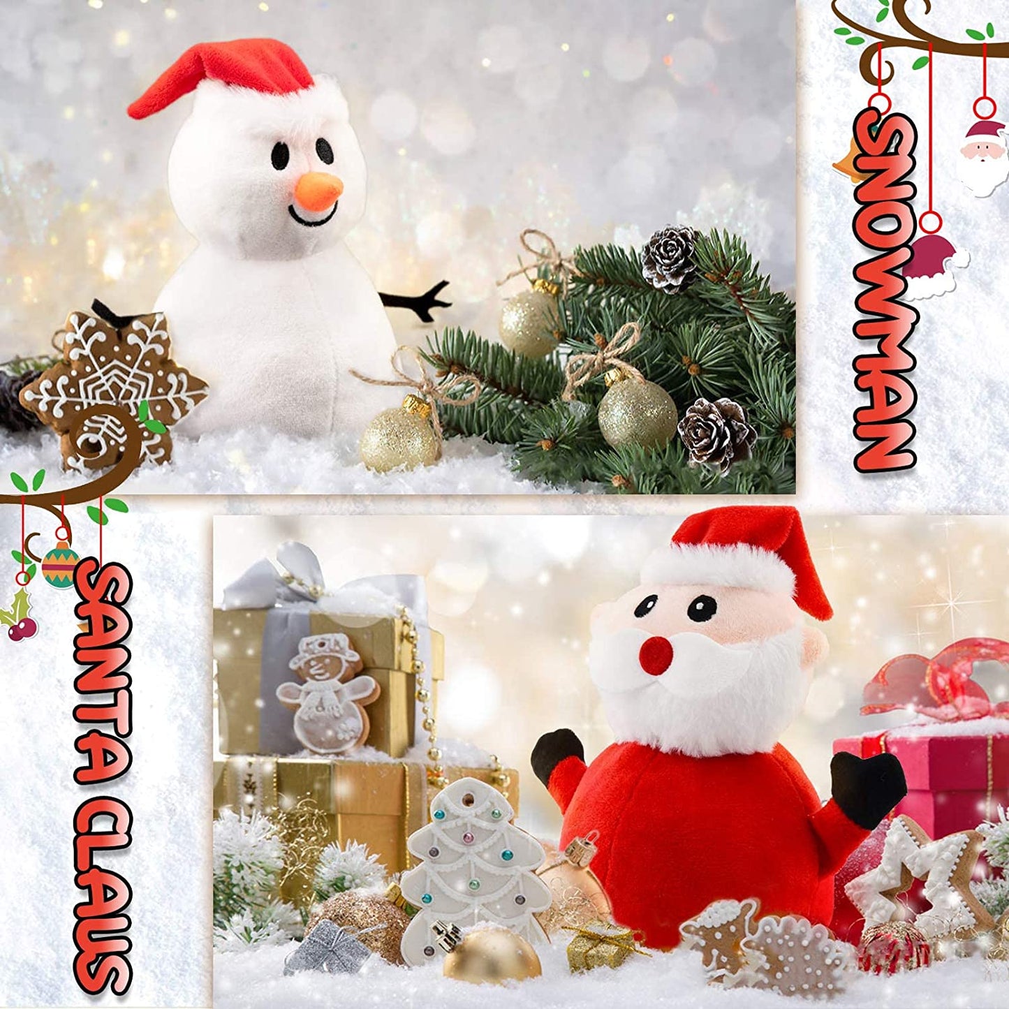 Santa Plush Snowman Plush Toy Reversible Christmas Santa Claus Double Side Stuffed Plushie Soft Doll New Year Birthday Gift for Kids Amazon Platform Banned