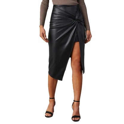 Women's Split Mid-length Hot Girl Leather Hip Skirt