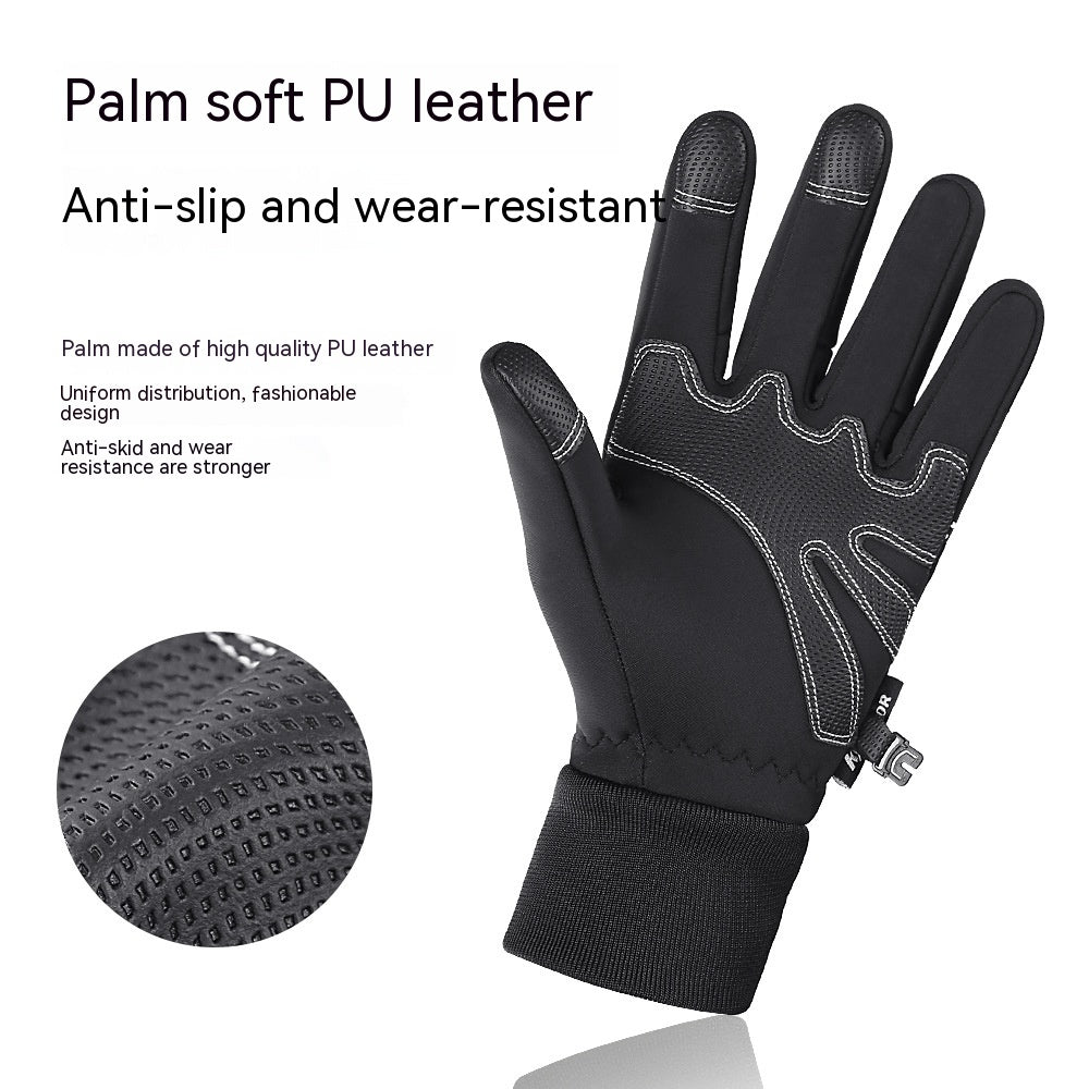 Outdoor Autumn And Winter Men's Warm Riding Gloves Touch Screen Wind-proof