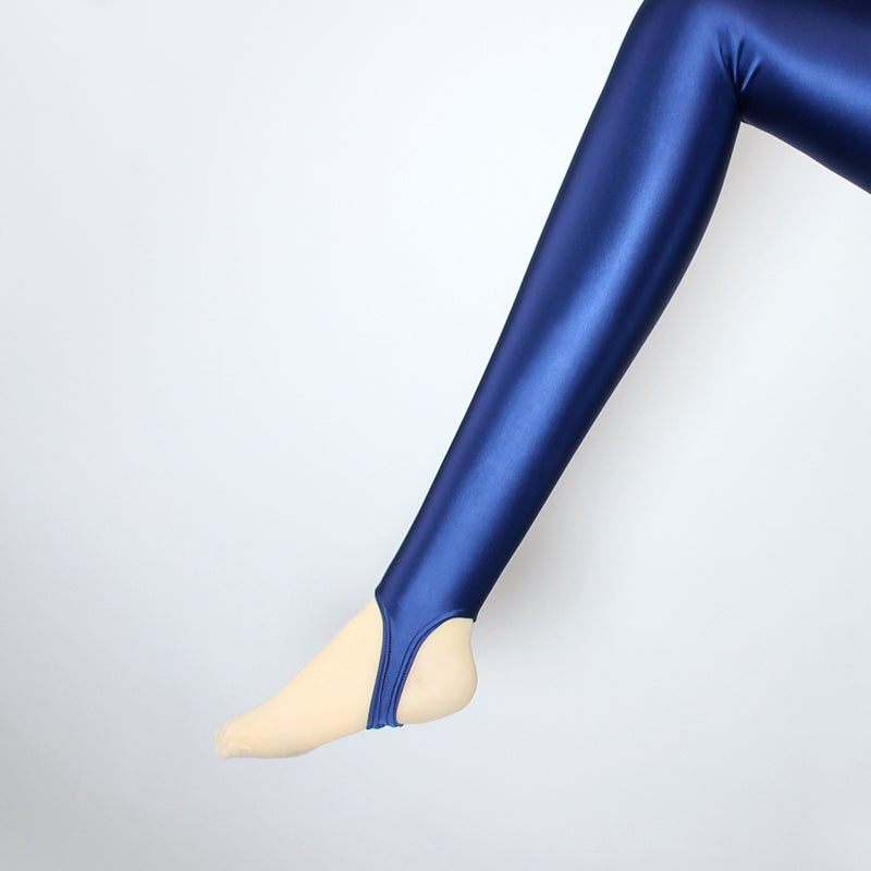 Glänzende seidige elastische Leggings für Damen im Frühling und Herbst, die Yoga-Bodybuilding-Hosen formen. Glänzende Leggings