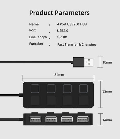 HUB Hub Multi-USB-Splitter 4-Port-Extender