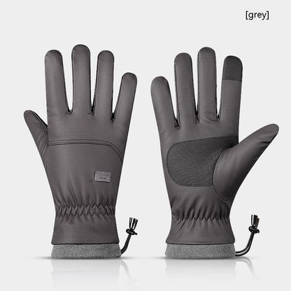 Polyester Gloves Men's And Women's Touch Screen Ski Gloves Outdoor Waterproof Windproof Warm Riding Full Finger Fleece Climbing