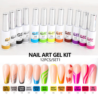 Manicure Drawing Phototherapy Painted Glue 3D Spray Paint Gel 12 Color Set Box