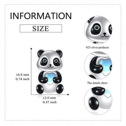 Pendientes de plata de ley con diseño de panda