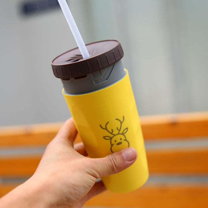 Kein Deckel Twist Cup Reise Tragbarer Becher Doppelte Isolierung Tumbler Stroh Schnabelwasserflaschen Tragbar Für Kinder Erwachsene