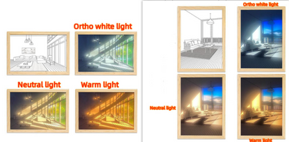 Beleuchtetes Bild, LED, dekoratives Licht, Malerei, Nachttisch-Bildstil, kreativ, modern, simulieren Sonnenschein, Zeichnung, Nachtlicht, Geschenk