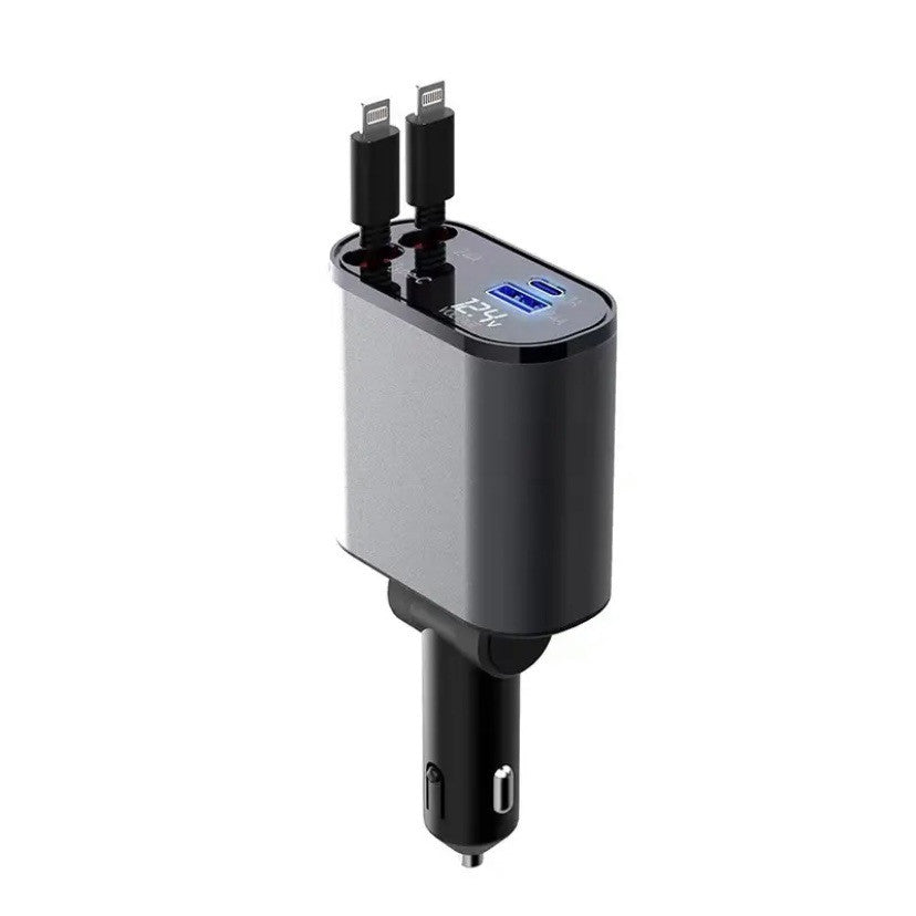 Cargador de coche de metal, encendedor de cigarrillos de carga súper rápido de 100W, adaptador USB y TYPE-C