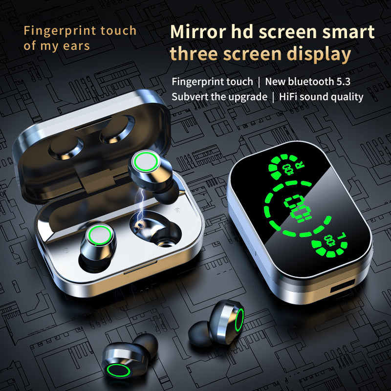 YD03 Drahtloses Bluetooth-Headset TWS Smart Digital Display mit großem Bildschirm und Atemlicht im Ohr