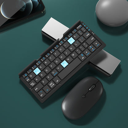 Mini faltbare Bluetooth-Tastatur, kabellose Tastatur, unterstützt 3 Geräte mit Ständer, wiederaufladbare faltbare Tastatur für Telefon, Tablet