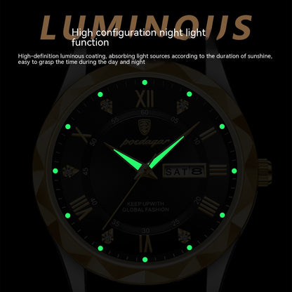 Reloj de pulsera de cuarzo de moda de lujo para hombre con cinturón de cuero