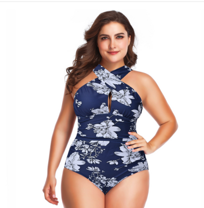 The New European And American Plus-size One-piece Swimsuits Cross