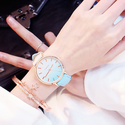 Women's Fashion Gradient Belt Quartz Watch Bracelet Set