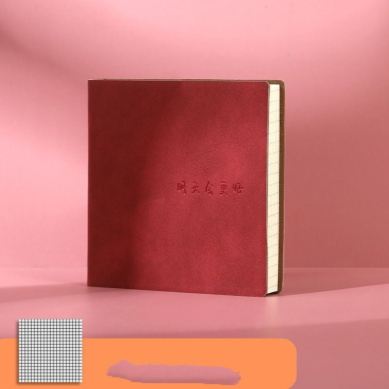 Quadratisches Notizbuch mit blanko Netz-/Lederoberfläche, Tagebuch