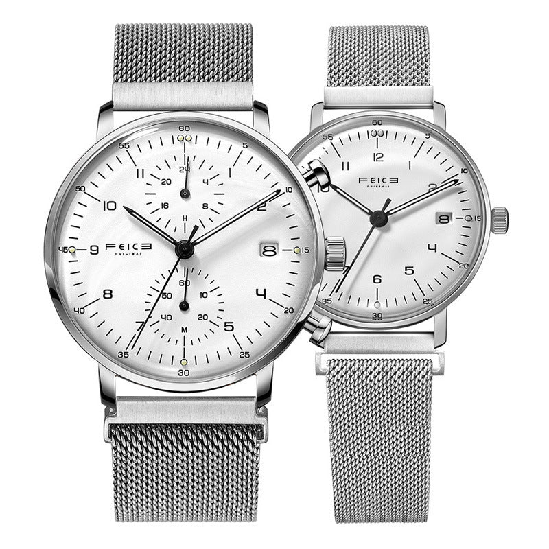 Reloj con cinturón impermeable simple a la moda para hombres y mujeres