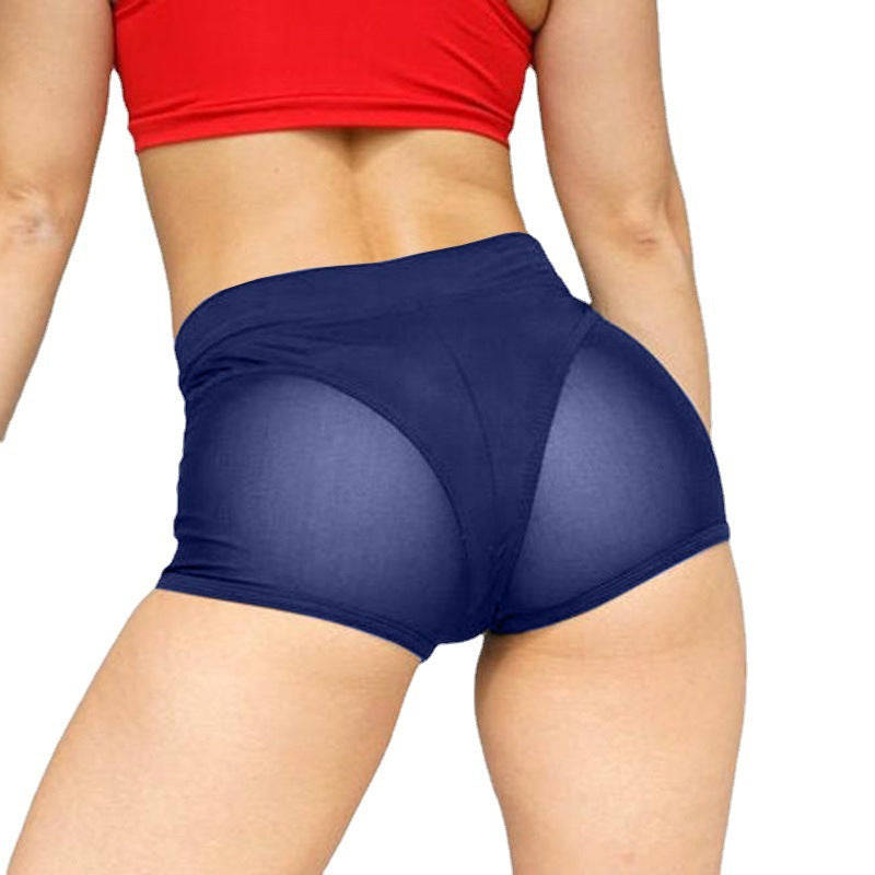 Mesh Stitching Personality  Sports Yoga Stretch Shorts