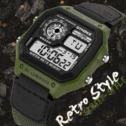 Reloj electrónico retro Relojes deportivos luminosos impermeables para hombres