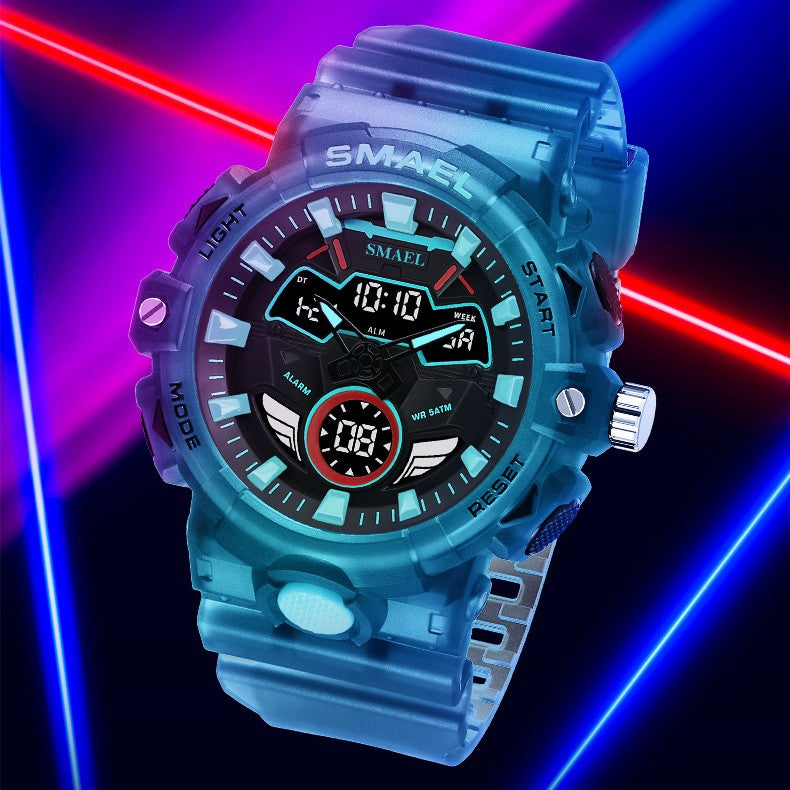 Reloj electrónico deportivo luminoso impermeable para hombre