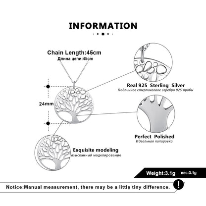 S925 Sterling Silber Halskette Runde Blume Tausend Bäume