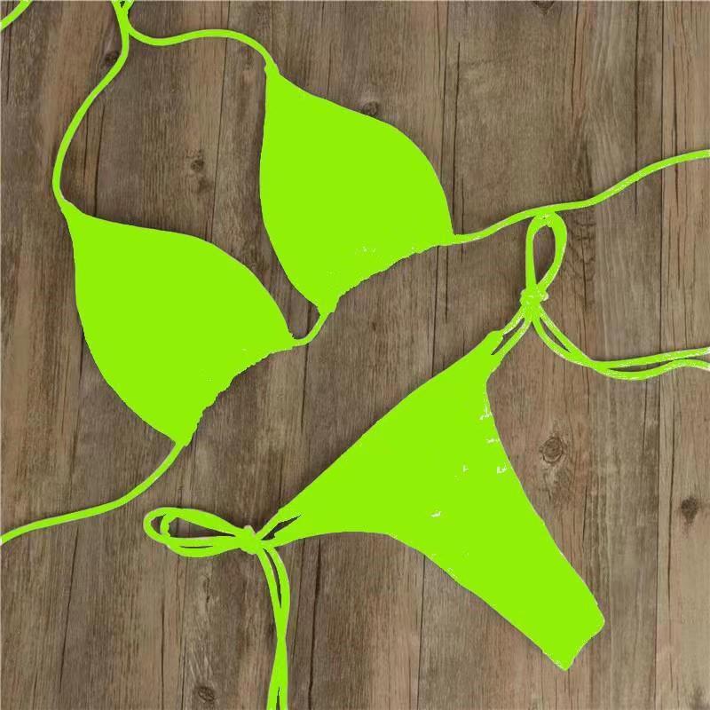 Bikini con lazo y cuello halter Traje de baño con lazo dividido para mujer