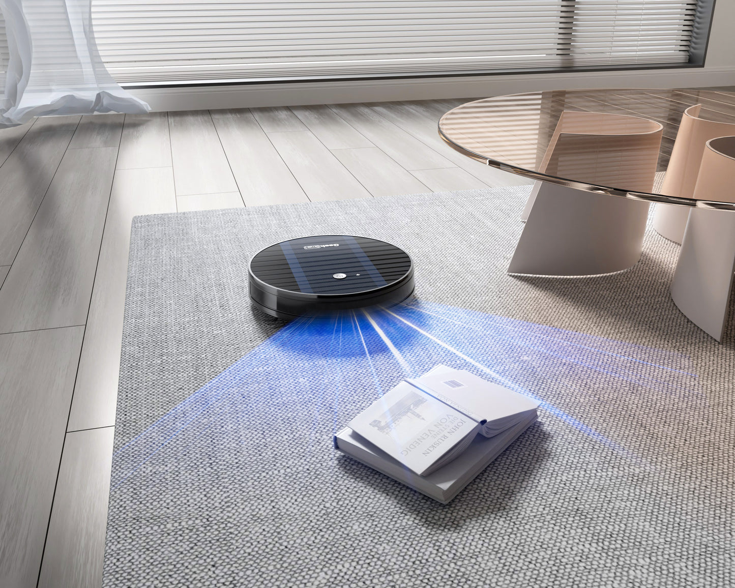 Geek Smart Roboter-Staubsauger G6 Plus, ultradünn, 1800 Pa starke Saugkraft, automatische Selbstaufladung, Wi-Fi-Konnektivität, App-Steuerung, individuelle Reinigung, ideal für Hartböden bis Teppiche. Verbot bei Amazon