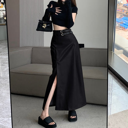 Black High-grade PU Leather Skirt Women